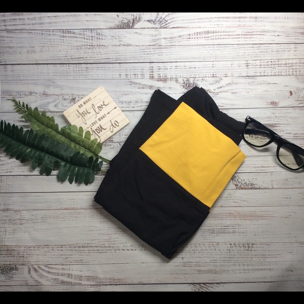 FULL COTTON BLACK AND YELLOW LEGGINGS